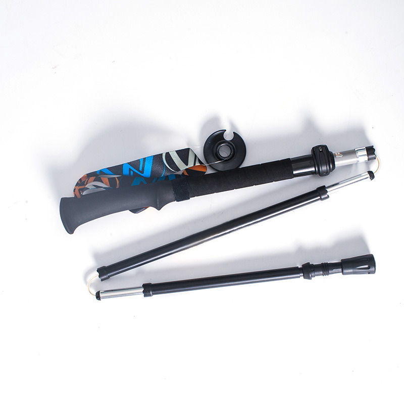 2023 New Folding Four Section 7075 Aluminum Alloy Super Convenient Mountaineering Wand Grey Black