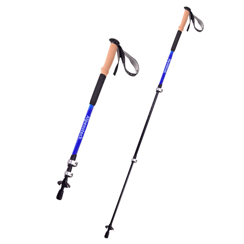 Three section ultra lightweight aluminum alloy external lock telescopic mountain climbing cane for outdoor sports, off-road walking cane