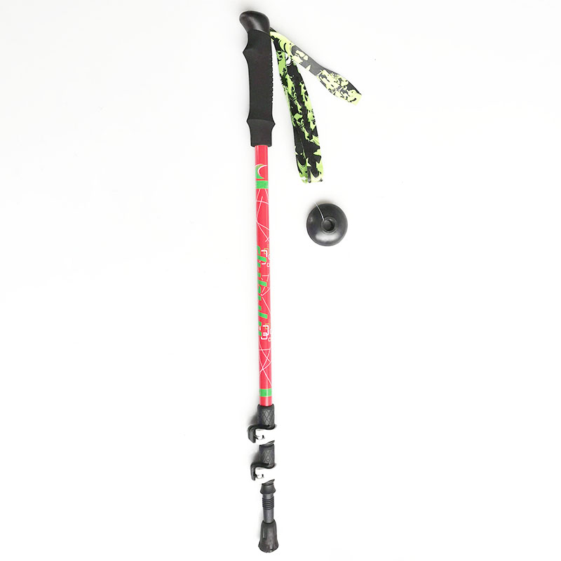 New Outdoor Sports Travel Mountaineering Wand 7075 Aluminum Alloy Telescopic Three Section External Lock Red Wand