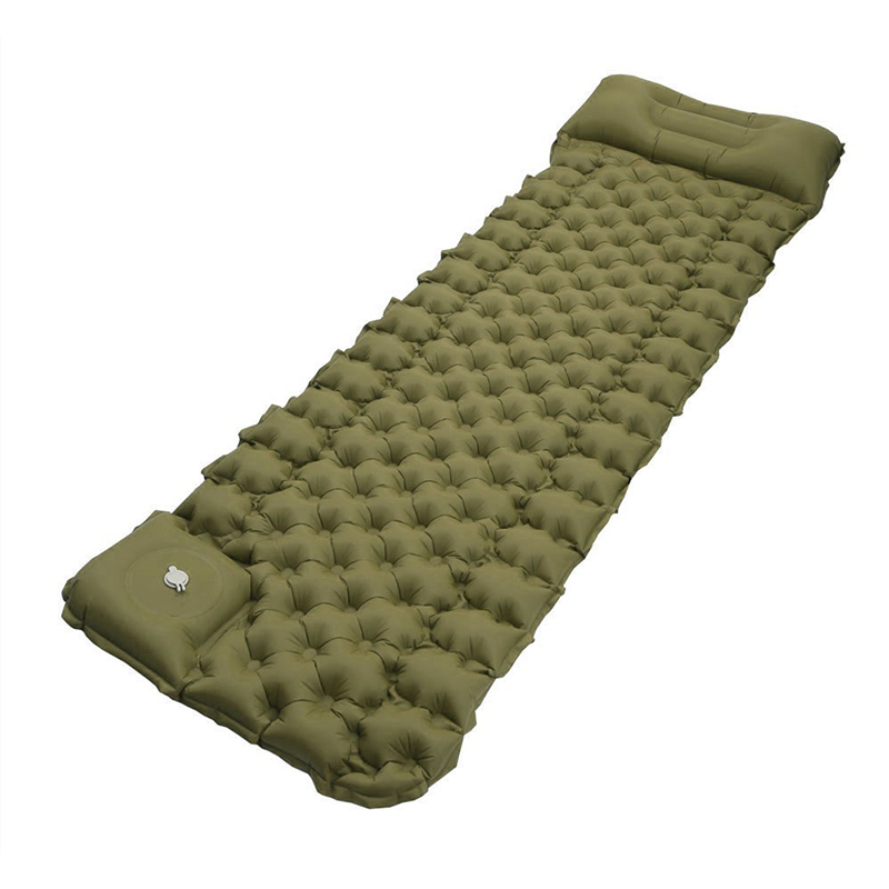 Brown inflatable sleeping mat suitable for camping nylon 40D waterproof and non leaking ultra lightweight outdoor sleeping mat