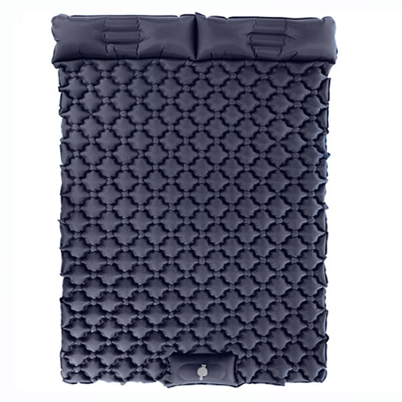 Deep blue new foot stepping double person automatic inflatable mat super lightweight portable camping mat suitable for camping backpacks and hiking trips