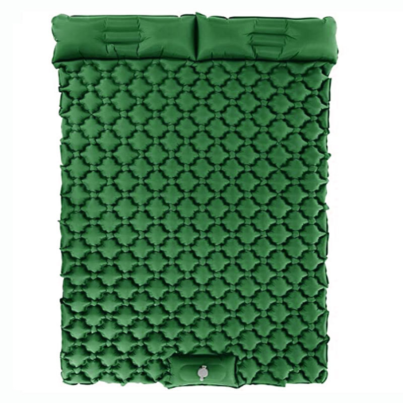 Pine green new foot stepping double person automatic inflatable mat super lightweight portable camping mat suitable for camping backpacks and hiking trips