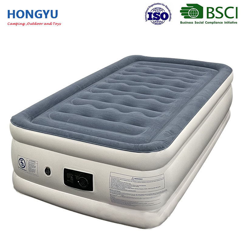 Customized outdoor inflatable high bed with built-in battery and air pump, automatic inflatable bed, wave strap inflatable three-layer bed