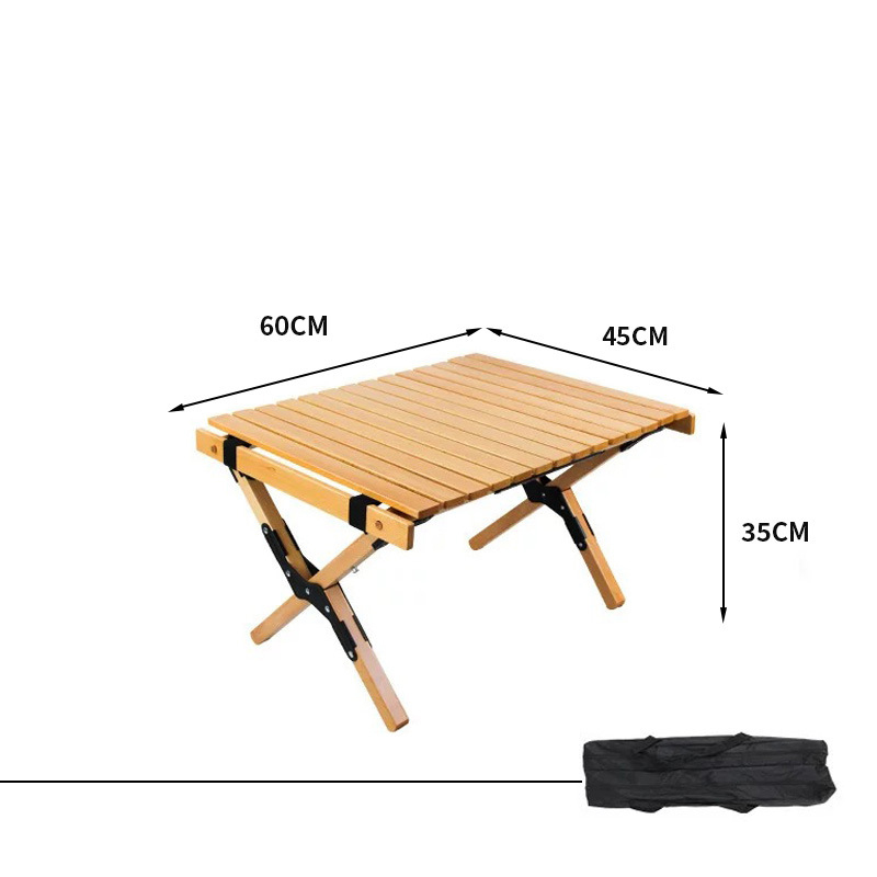 Beech color small outdoor portable folding table and chair set egg roll table camping lightweight carbon steel egg roll table