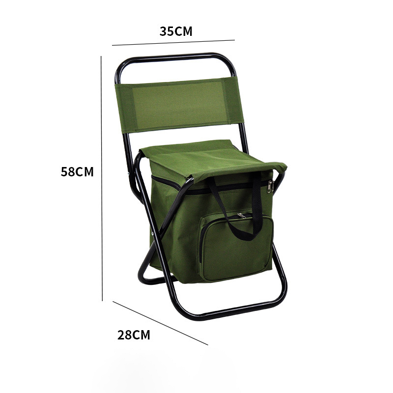 Military green band ice pack storage bag backrest insulation three in one leisure Maza folding stool fishing chair