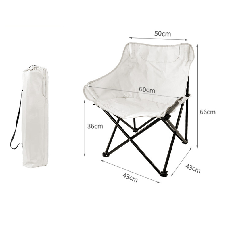 White Outdoor Camping Backrest Portable Folding Lucky Chair Camping Fishing Chair Beach Chair Lunch Rest Camping Moon Chair