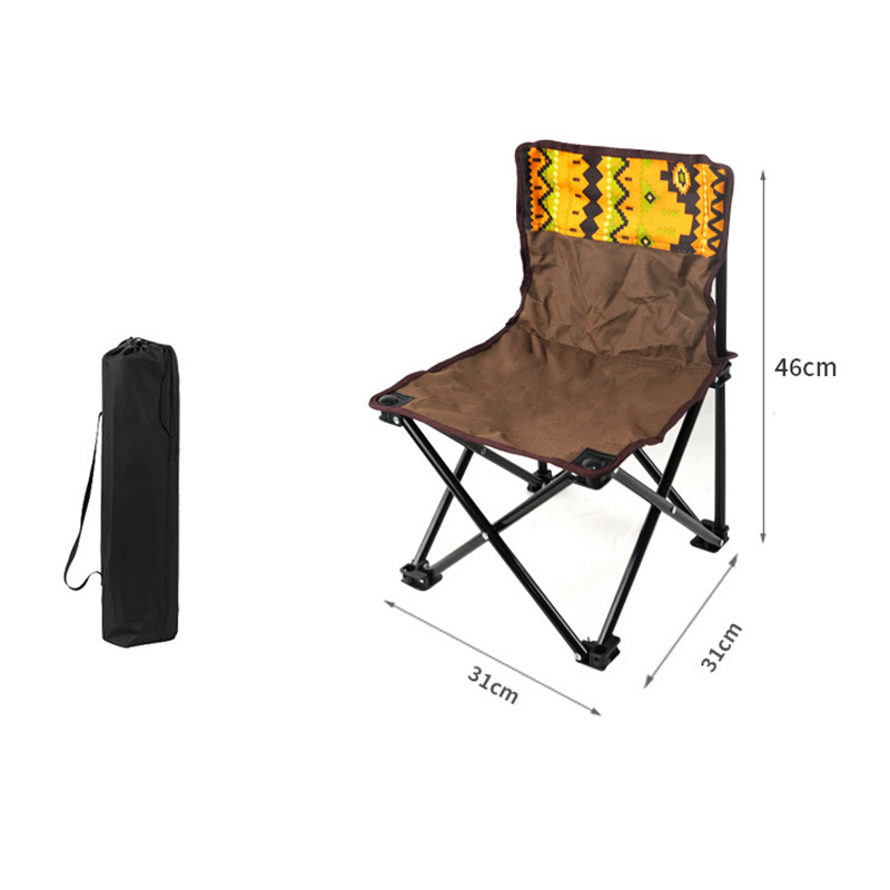 Coffee colored small outdoor camping backrest portable folding lucky chair camping fishing stool beach chair lunch break camping moon chair