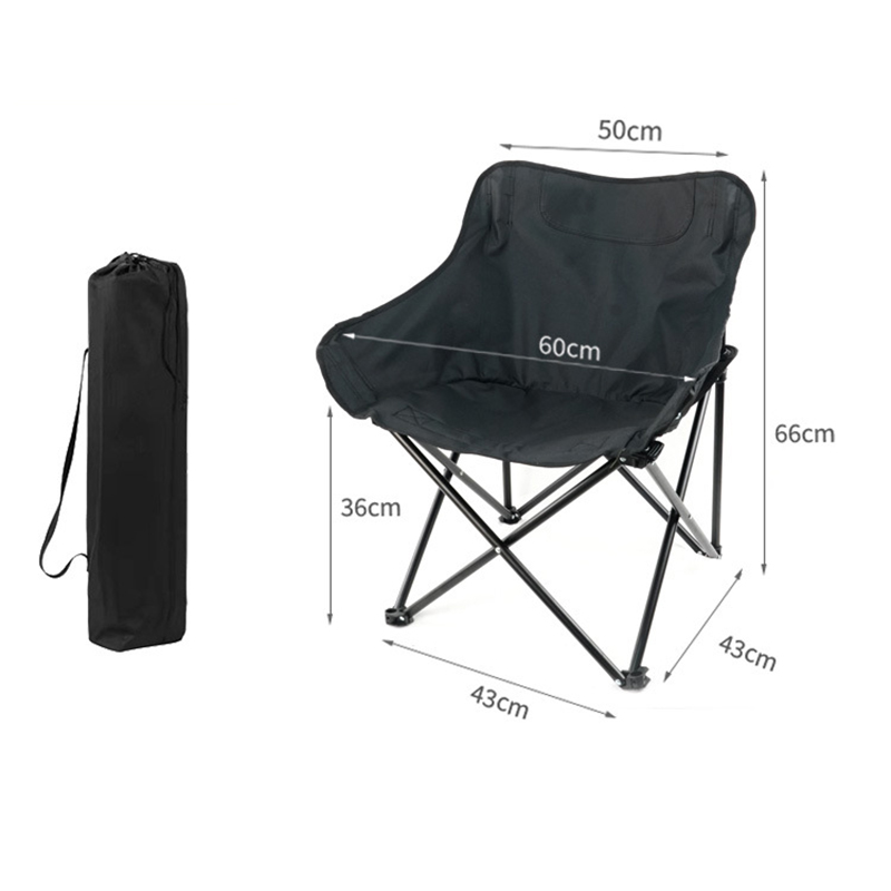 Black Outdoor Camping Backrest Portable Folding Lucky Chair Camping Fishing Chair Beach Chair Lunch Rest Camping Moon Chair