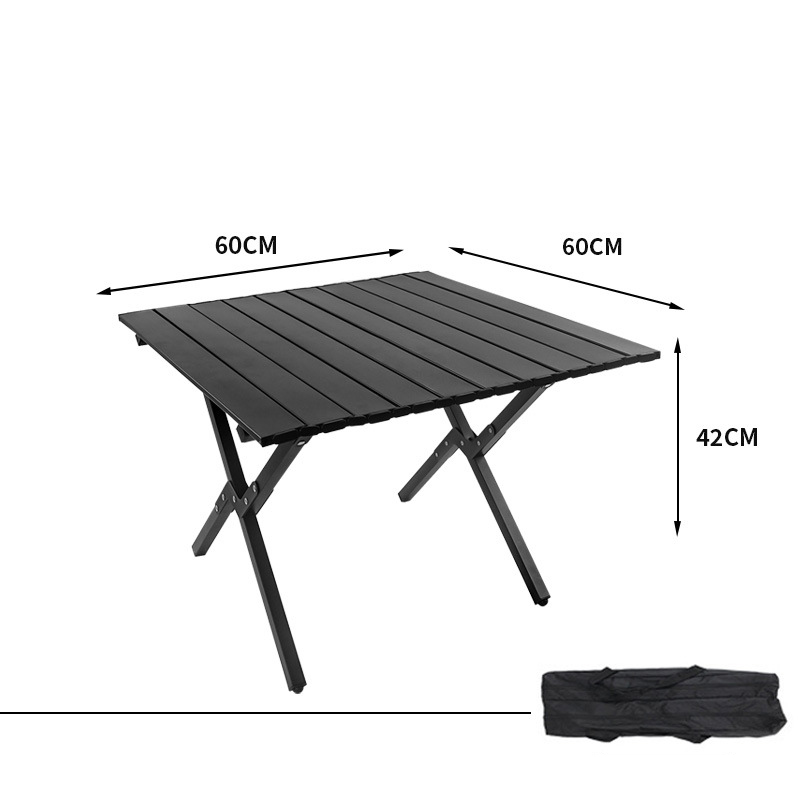 Carbon steel black small outdoor portable folding table and chair set egg roll table camping lightweight carbon steel egg roll table carbon steel black