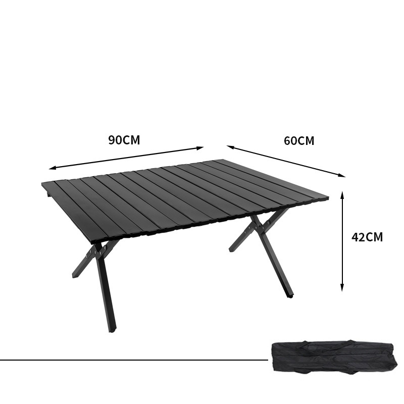 Carbon steel black medium outdoor portable folding table and chair set egg roll table camping lightweight carbon steel egg roll table carbon steel black