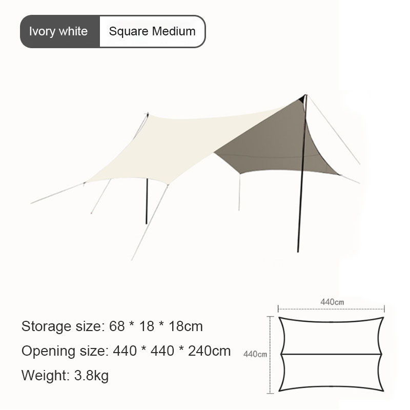 Ivory white square oversized camping outdoor canopy tent sunshade camping picnic black glue windproof ultra lightweight portable equipment